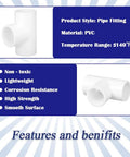 Workhorse 10 Pack Half Inch White PVC Tee Pipe Fittings 3 Way Slip Socket Connectors for Sprinkler Systems and Drip Irrigation