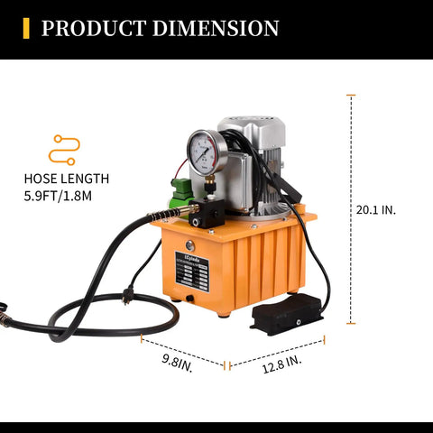 Beefy 750W Electric Hydraulic Pump Power Pack Unit 110V Two Speed 10000 PSI 8.4 Quart for Punching and Bending single jacks