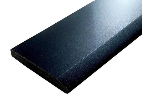 Hollywood Beveled Absolute Black Granite Doorway Threshold Tile With Marble Saddle Polished Finish 6x36 inches, angled view