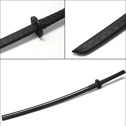 Black Polypropylene Training Katana Sword With Sheath Belt And Stand One Piece Blade For Safe Practice Like A Boss Realistic Feel Tough