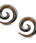Striped Ebony Wood Spiral Tapered Hanger Ear Plugs Dope Natural Material Sold As A Pair 10Mm 00GA Size Comfortable Fit For Stretched Ears Durable Wood Jewelry Unique Striped Look