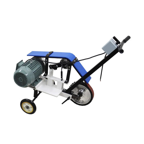 Heavy Duty Hand Push Belt Sander 75 To 82 Inch Flatbed Grinding Polishing Machine 220V with 4KW motor for tough fab work.