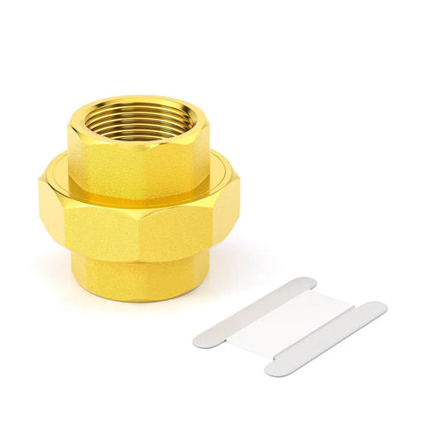 1 Inch Female Brass Union Pipe Fitting For Connecting And Extending Pipes with tape, corrosion resistant, for industrial plumbing and DIY use