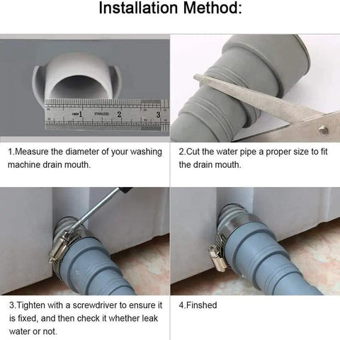 Installation steps for 10 Foot Universal Washing Machine Drain Hose Extension Kit With Flared Ends