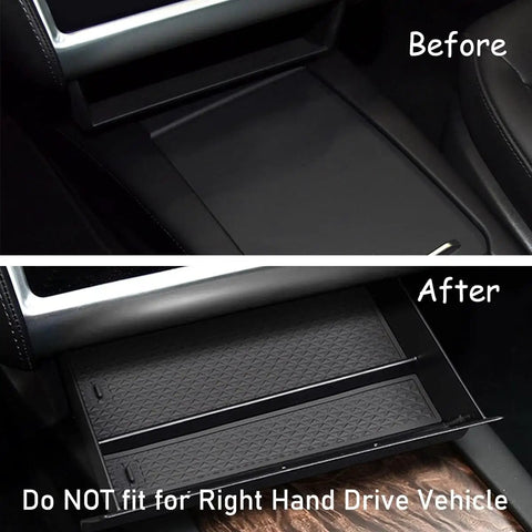 Tesla Model S And X Center Console Cubby Drawer Organizer Storage Box Drop-In Must-Have Custom Fit For 2012-2021 Left-Hand Drive