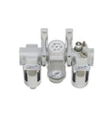 All In One Pneumatic Filter Regulator Lubricator Combo Three Eighth Inch NPT with poly bowl manual drain gauge and mounting bracket