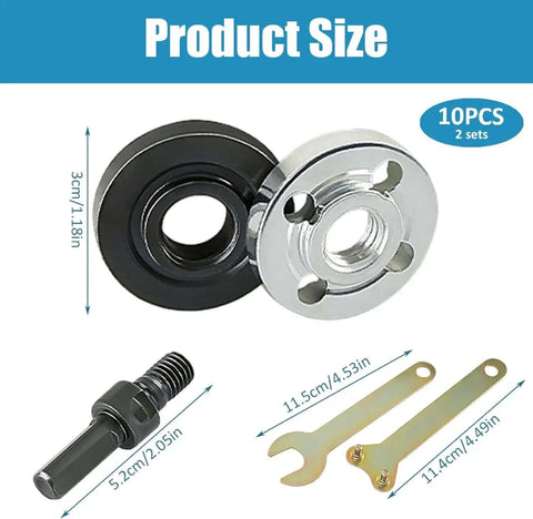 10Pcs Electric Drill Angle Grinder Connecting Rod Set with 10mm adjustable rotary driver shaft adapter and spanner, product size details