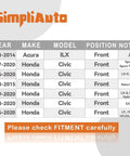 Fitment chart for 510089 Front Wheel Bearing Hub Assembly 2 Pack for Honda Civic 2006-2020 and Acura ILX 2013-2014
