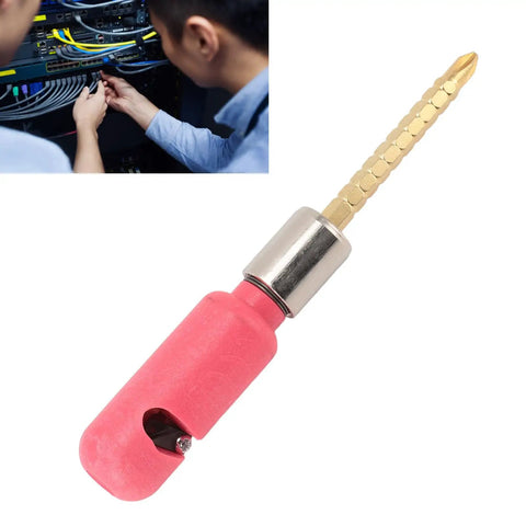 Power Assisted Electric Wire Stripper For 2.5mm Cable, High Carbon Steel Adjustable Tool with pink grip and gold tip.