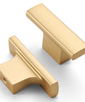 Ten Pack Brushed Gold Cabinet Knobs 2 Inch 50mm Single Hole Pulls For Kitchen Cabinets And Drawer Fronts ZH0026 shown in pair