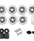Outdoor Inline Skate Wheels 80mm 89A with Hybrid Ceramic Bearings Replacement Kit Includes 8 Wheels 16 Bearings and Spacers White