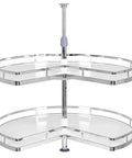 Two Tier Blind Corner Cabinet Kidney Lazy Susan With Adjustable Height Chrome Finish For Base Cabinets
