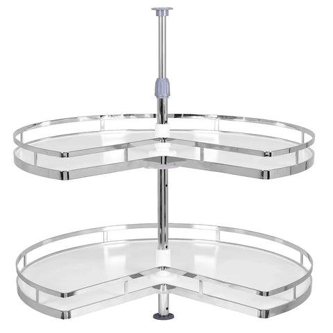 Two Tier Blind Corner Cabinet Kidney Lazy Susan With Adjustable Height Chrome Finish For Base Cabinets