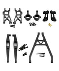 Tough As Nails Aluminum RC Car Spare Parts Bundle Featuring C Hub Carrier Rear Lower Arms Front Swing Links And Steering Cups sick black aluminum parts for 1/18 scale crawler rigs.