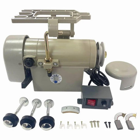 550W AC110V Industrial Sewing Machine Motor With Carbon Brush Pro Grade Three Quarter HP shown with accessories.