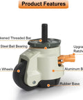 Heavy Duty Leveling Stem Casters Set Of 4 With M12 Threads, featuring upgraded ratchet arm and nylon wheels, 2200 lbs capacity, close-up view