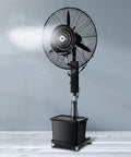 Heavy Duty Portable Misting Oscillating Floor Fan Featuring Three Speed Adjustable Cool Spray System And Ninety Degree Wide Airflow Coverage To Keep You Chill All Summer Long with mist stream.