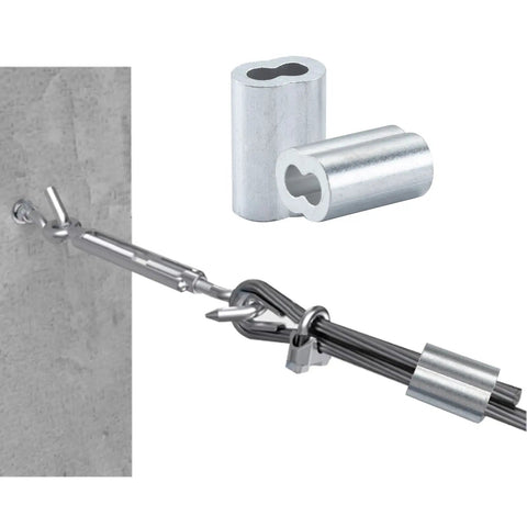 1/8 Inch Aluminum Crimping Loop Sleeve Set 100 Pack Double Barrel Ferrules For Wire Rope And Cable Ends Heavy Duty Aluminum Alloy Corrosion Resistant Outdoor Ready For Long Lasting Rigging on wire rope