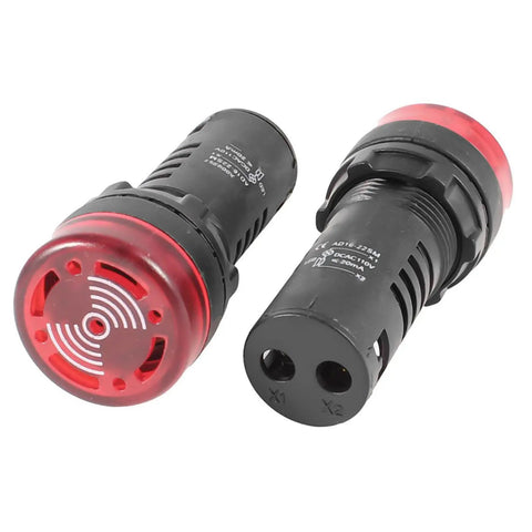 Two Three Pack 22mm 12V Buzzer With Red LED Indicator Light Panel Mount For Switches And Electrical Control Panels Loud Beep Alarm Signal