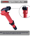 Close-up of a red 2-pin ignition coil from Six Pack Ignition Coils for 3.7L V6 Fits 2002-2008 Jeep Grand Cherokee Liberty Commander 2002-2008 Ram 1500 Durango Dakota Nitro 2006-2009 Mitsubishi Raider Replaces UF270.