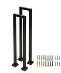 Slick Matte Black U Shape Indoor Outdoor Stair Railing, Heavy Duty Wrought Iron Handrail With Square Tube Cover, Built Tough For Porch Loft And Steps, Tough As Nails Industrial Build 2Pcs Set double U-shaped handrails with mounting screws.