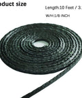 Graphitized expanded PTFE graphite braided packing, 10 ft, 1/8 in x 1/8 in, black coil for pumps and seals