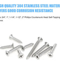 Sixty Piece Size Twelve Stainless Steel Wood Screw Assortment Kit With Countersunk Phillips Heads And Self Tapping Design For Deck Building Furniture Upgrade And Heavy Duty Jobs That Are Absolutely Dope And Built Tough, showing various lengths.