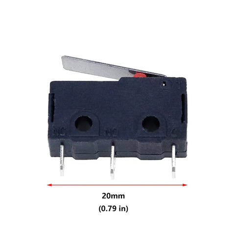 10 Pack Micro Limit Switch 20mm KW12 KW11 with Hinge Lever Actuator 1NO+1NC 3 Pin Terminals 125V 5A AC for CNC Milling Machines