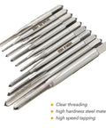Compact 10 Piece Pro Grade HSS Micro Tap Set M1 To M3.5 With Adjustable Tap Wrench for threading in home workshops.