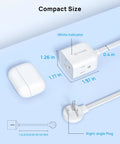 Rightward Flat Plug Extension Cord 10ft In White With Cube Design And Three Grounded Outlets On Different Sides So You Can Plug In Multiple Devices Without Blocking Neighbors 125V 13A 1625W Max Ideal For Small Spaces compact size and right-angle plug