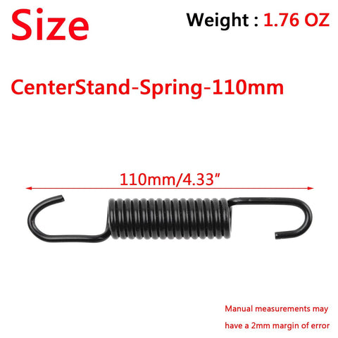 Heavy Duty Kickstand Return Spring For Dirt Bike And Scooter Mopeds Brake Pedal Return Spring Carbon Steel Construction Rust Resistant 110mm Black Two Pack Motorcycle Stand Accessory, showing black spring with 110mm length.