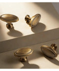 Solid Brass Furniture Handles And T Bar Knobs Set For Cabinets And Drawers With French Vintage Design Retro Brass Pulls detail view