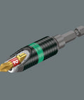 Hexagon 897 Four R SB BiTorsion Rapidaptor Universal Bit Holder For Quarter Inch Shank with gold bit inserted