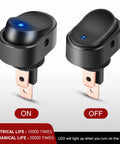 Five Pack LED Lighted Rocker Switch Set 12V Blue LED Illuminated Toggle On Off 30A 3Pin SPST Oval 12mm Hole with on-off labels