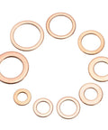 Flat Copper Washers And Gasket Kit Set For Automotive Repairs Heat Resistant Copper Rings And Solid Flat Seals Universal Fit For Sealing Bolts And Engine Components Durable DIY Auto Repair Essentials, assorted copper washers