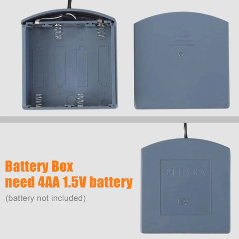 External Power Supply Box With 2.5mm And 3.5mm Jacks For Safe Boxes And Gun Safes, 4 AA Battery Holder, 6V Backup Power Source With Wiring