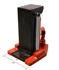 Professional Hydraulic Toe Jack Manual Pump For Track Gear And Containers Handles 2 Point 5 Ton Toe Lift And 5 Ton Top Reach, black and red metal construction.