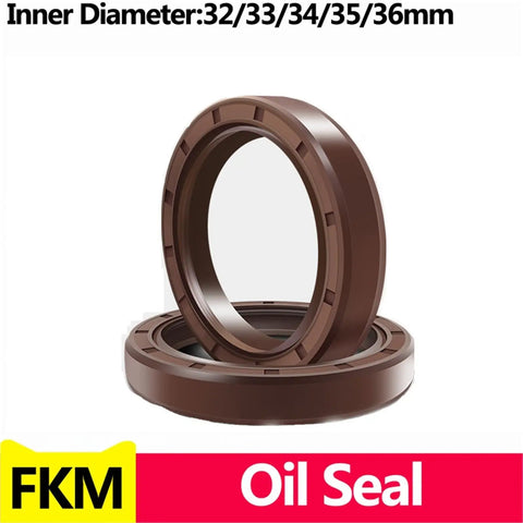 Fluoro Rubber Oil Seal Kit With O Rings And Gaskets Heavy Duty Transmission Seals High Temperature Resistant From Minus 20C To 240C Corrosion Proof Ring Set For DIY Repairs And Maintenance, FKM seal 32-36mm