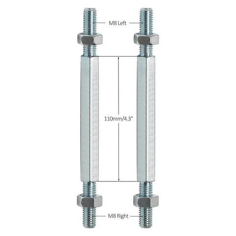 2Pcs Heavy Duty 8Mm Tie Rod Ball Joint Steering Tie Rod Sway Bar Heim Joint M8 Rod End Bolt Kit dimensions shown.