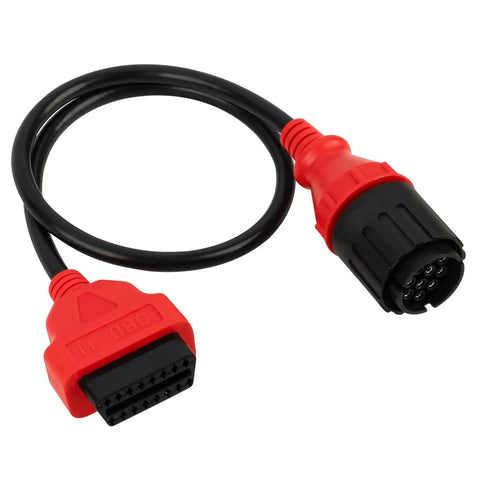10 Pin To 16 Pin OBD2 Adapter For BMW Motorcycles 1996 Through 2016 Diagnostic Cable 2ft 63cm red and black connectors