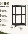 Heavy Duty 3 Tier Kitchen Storage Shelf Boltless Metal Rack With Adjustable Shelves Up To 1200 Lbs Total dimensions illustration