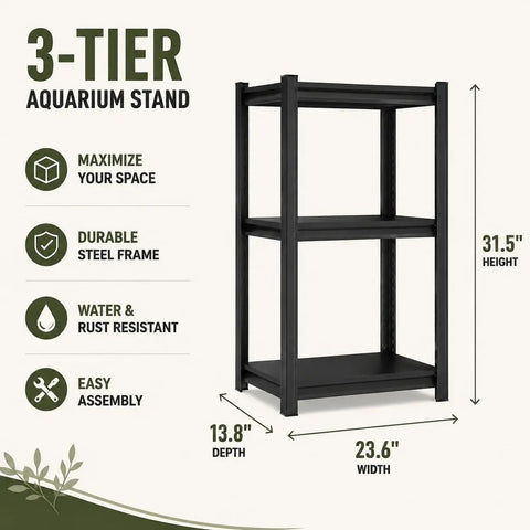 Heavy Duty 3 Tier Kitchen Storage Shelf Boltless Metal Rack With Adjustable Shelves Up To 1200 Lbs Total dimensions illustration