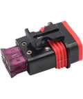 Close-up of a 2 Pack 40A Motorcycle Fuse Holder Set for Electrical Systems on Bikes with red and black compact design