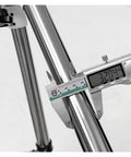 Close-up of Ergonomic Telescope Mount Stand For Planetary Imaging, stainless steel tripod leg with caliper measuring diameter