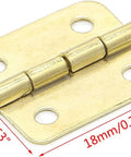 Gold Cabinet Hinges Set Of 10 Four Hole Iron Hardware 18x16mm for Jewelry Boxes and Small Chests