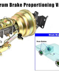 Handcrafted Brass Proportioning Valve Delivers Rock Solid Hydraulic Control For Street Rods And Trucks Featuring Disc Front And Drum Rear Brake Setups Compatible With Gm Gmc Chevy And Ford on a white background.