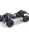 Carbon Fiber Chassis Frame Upgrade Kit For 1/18 RC Crawler on Bronco chassis, low center of gravity and adjustable shock mounts visible.
