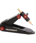 Straight Shooting Scribing And Compass Tool With Flex Head, Spring Locked Precision Tip, No Sweat Grip Adapter, Pop Out Sharpener, Heavy Duty Layout Gauge For Woodworking And Drywall Projects, black and red scribing tool with adjustable arms.