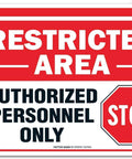 2 Pack Restricted Area Sign Authorized Personnel Only Do Not Enter Warning Plaque 10 By 7 Inches on a white background.