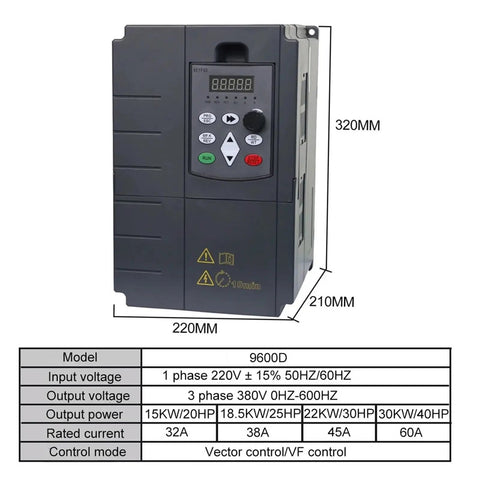 Workhorse Variable Frequency Drive Inverter For Industrial Motors 220 To 380 Volts Wide Input Range 15 Kilowatt To 30 Kilowatt Adjustable Output Frequency With Built In Overvoltage Protection And Energy Saving Features, 320mm tall